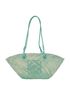 Small Anagram Basket Bag, &pound;380, Handbags, Beige/Blue, Leather/Raffia, Front view